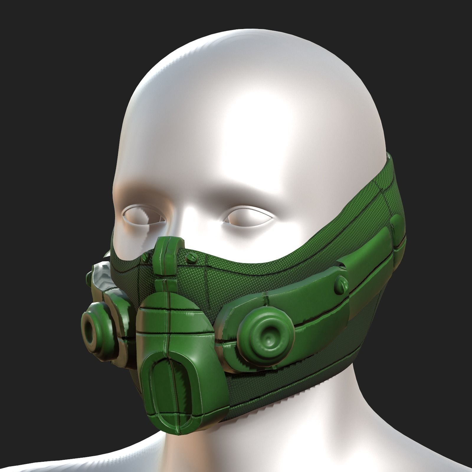 Gas mask respirator scifi futuristic  Low-poly 3D model_3