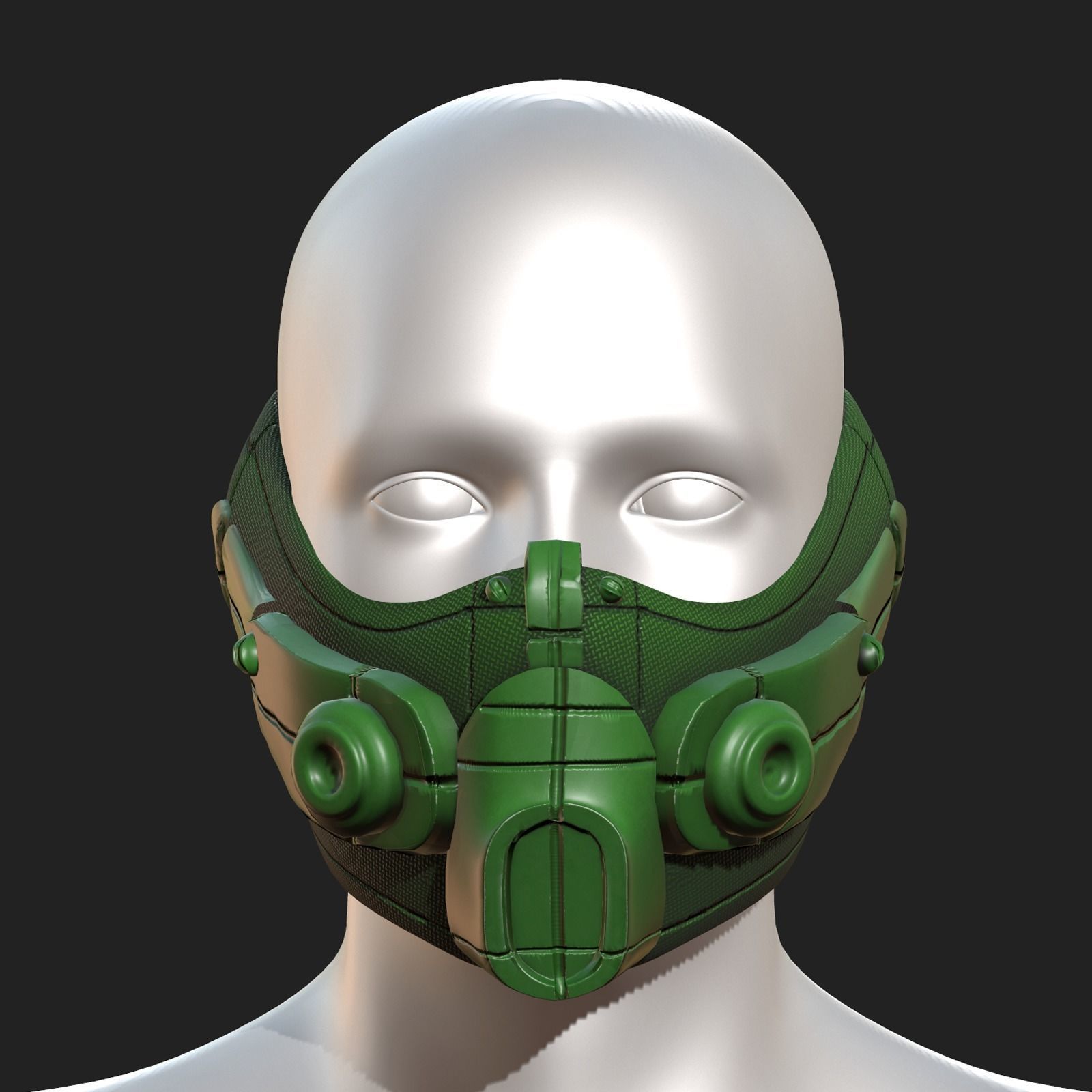 Gas mask respirator scifi futuristic  Low-poly 3D model_7