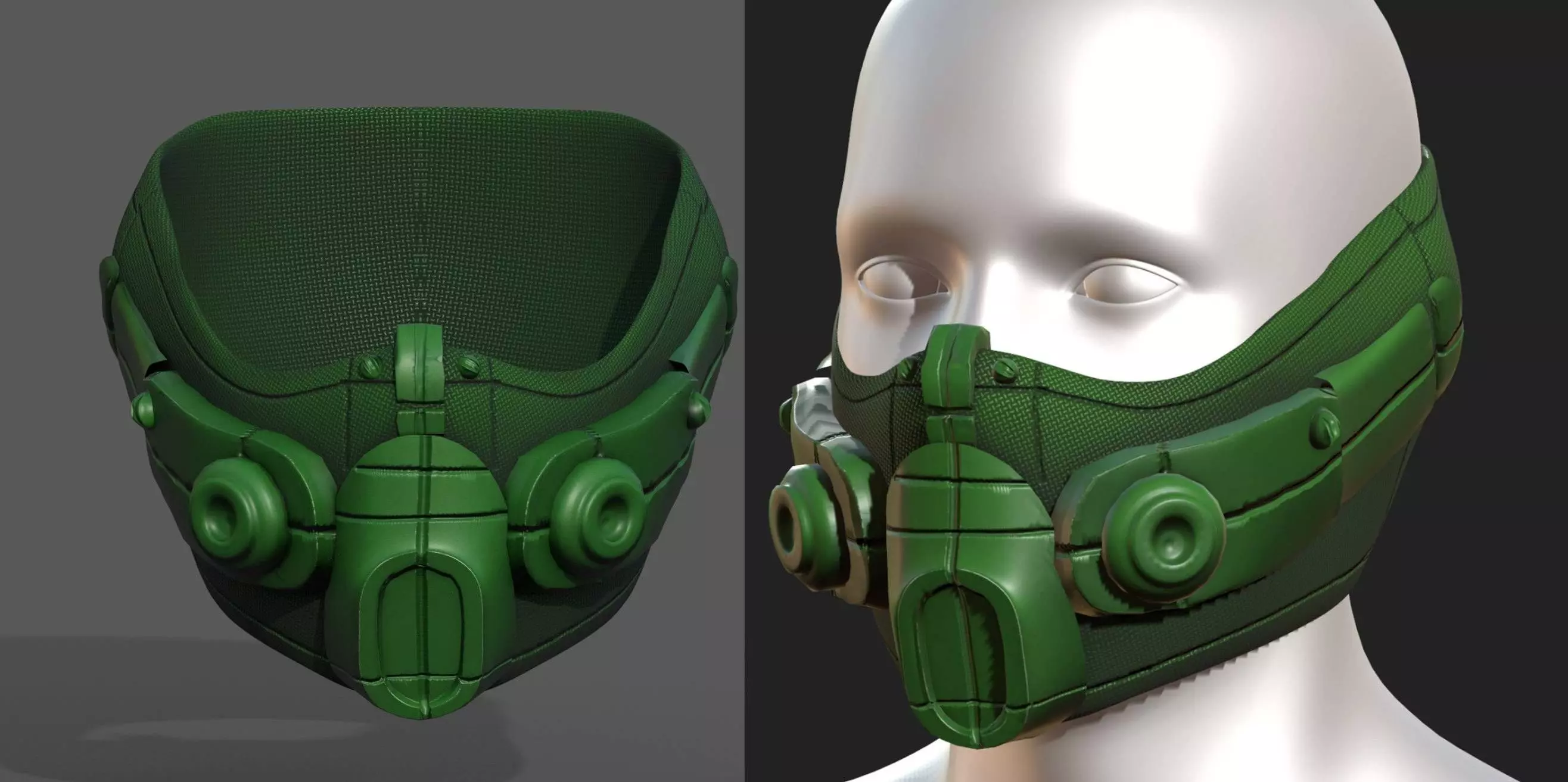 Gas mask respirator scifi futuristic  Low-poly 3D model_0