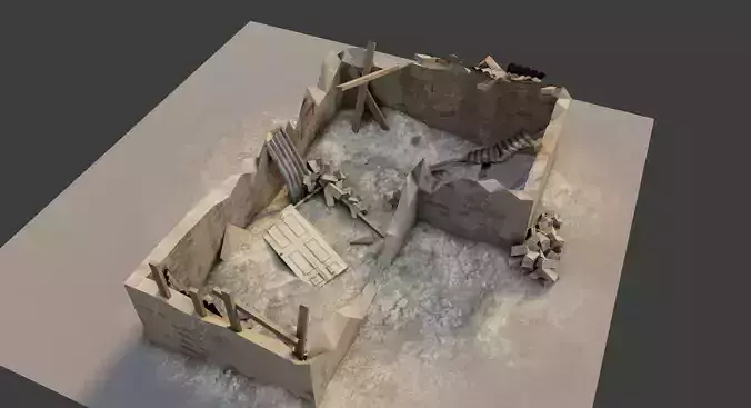 collapsed building with 4k pbr textures