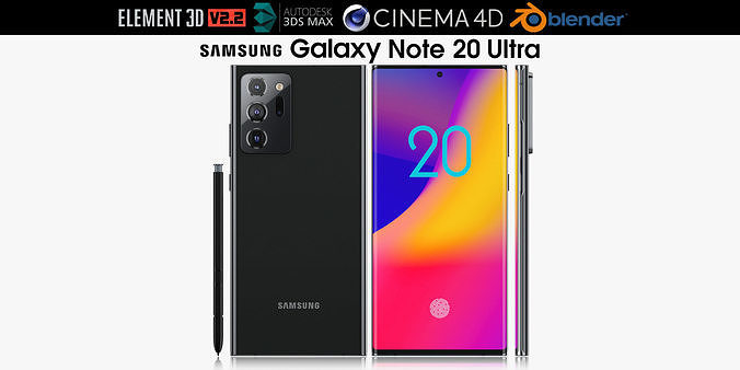 Samsung Galaxy Note 20 Ultra black 3D model