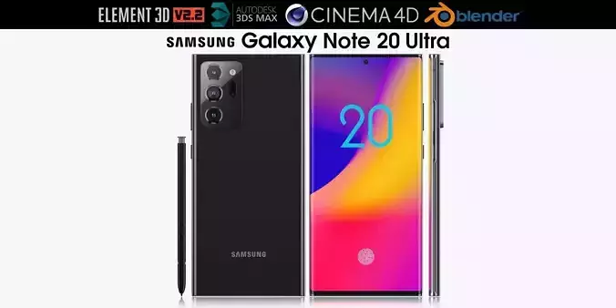 Samsung Galaxy Note 20 Ultra black 3D model