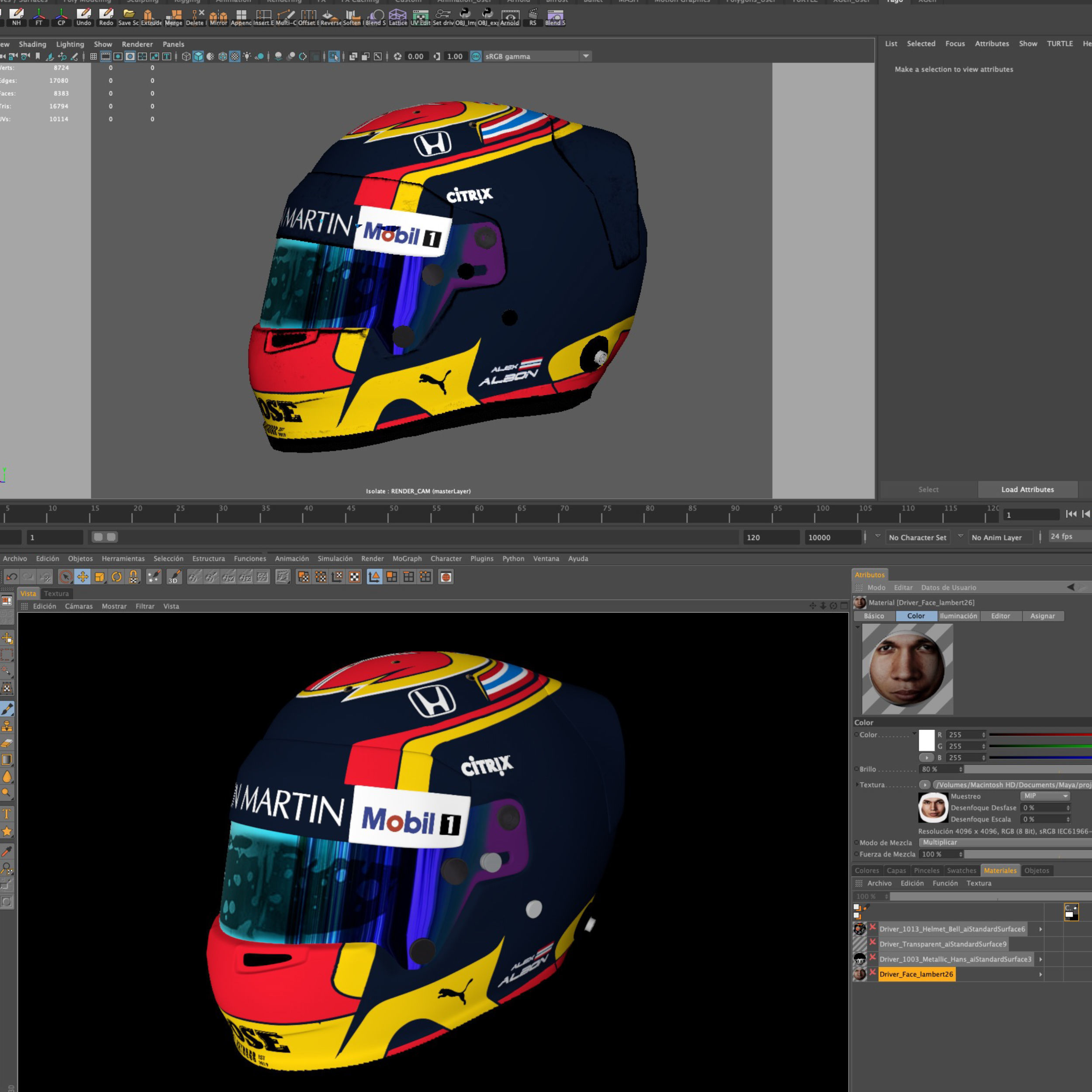 Albon helmet 2020 Low-poly 3D model_13