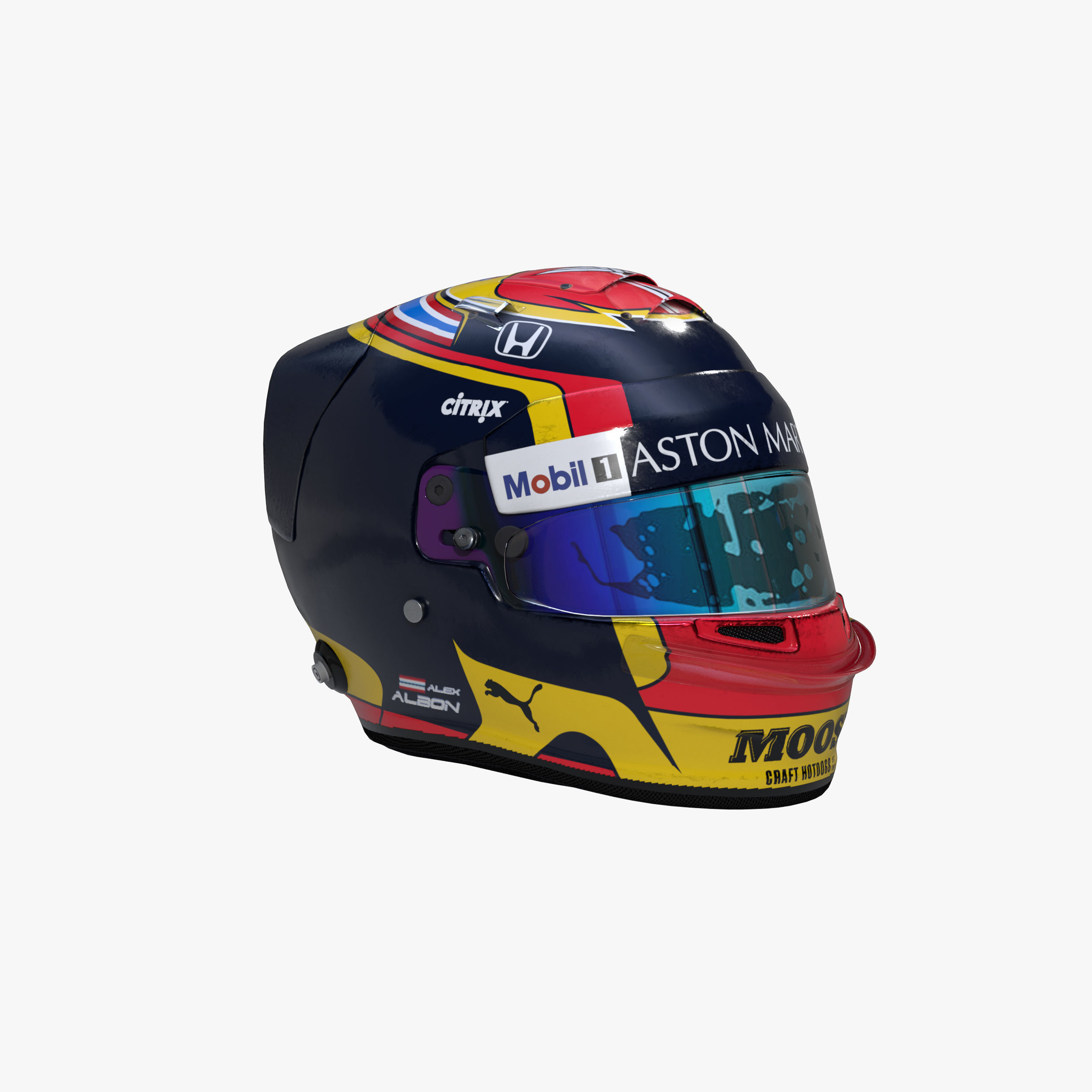 Albon helmet 2020 Low-poly 3D model_9