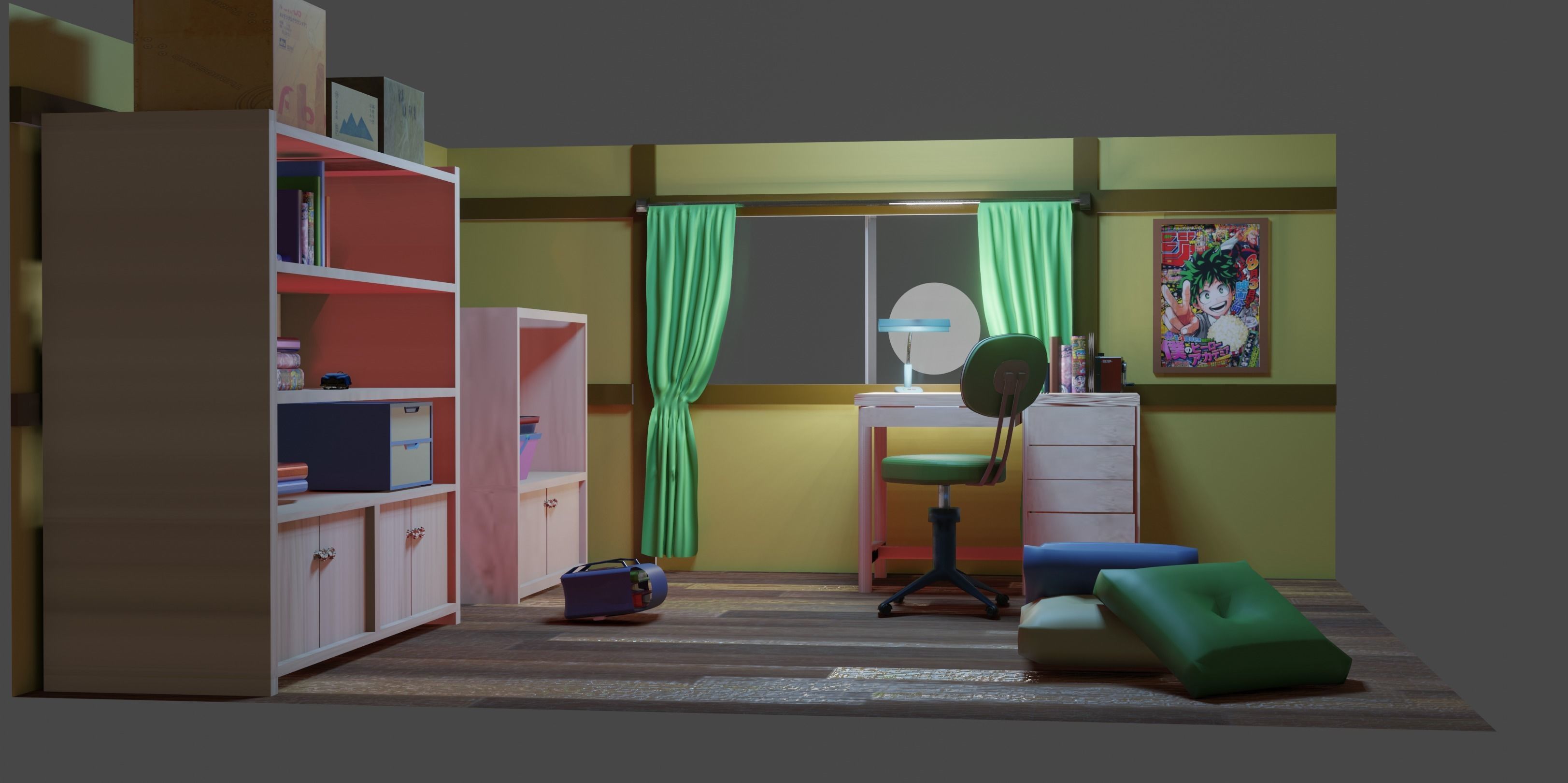 Nobita room  Low-poly 3D model_2