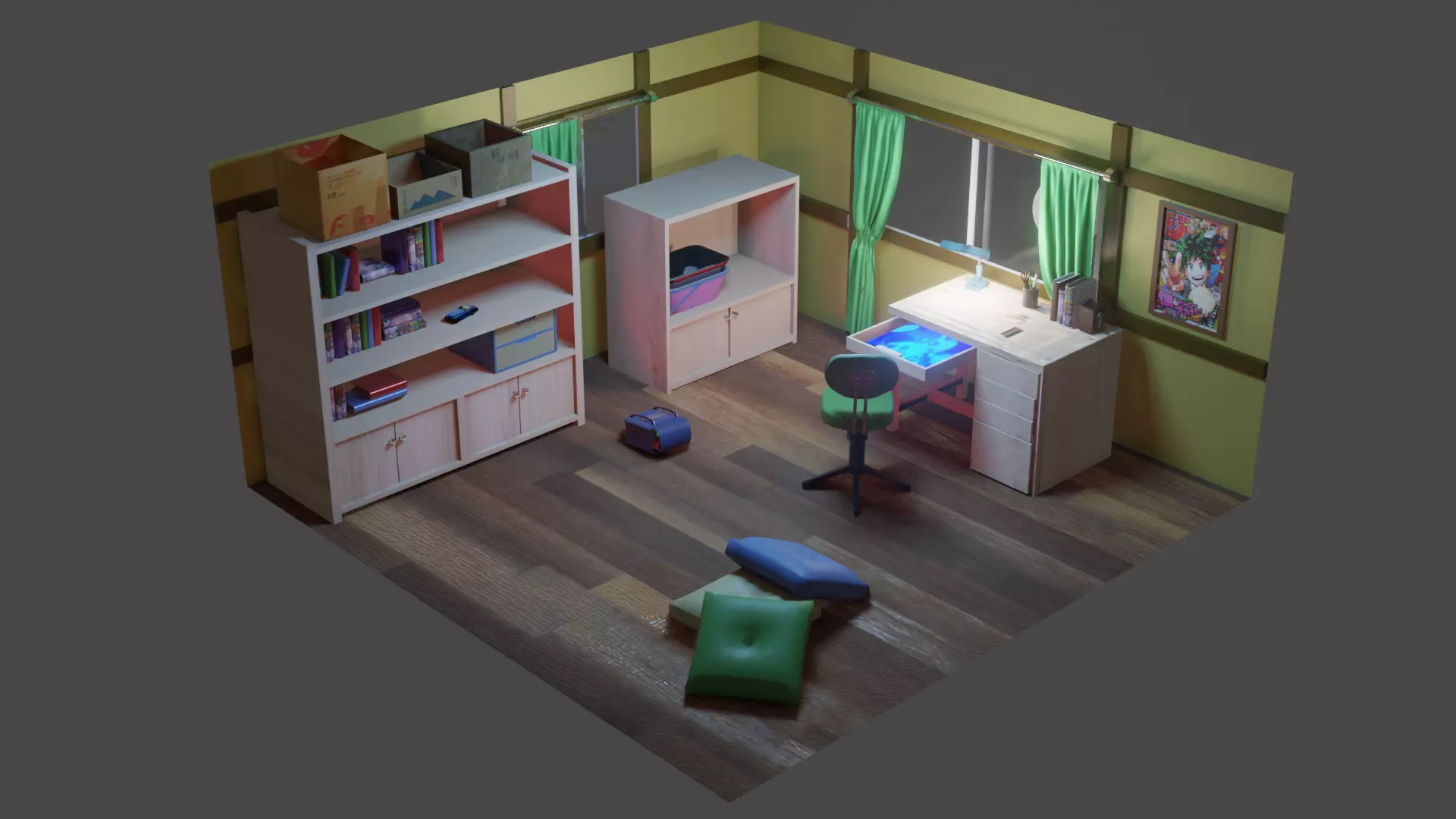 Nobita room  Low-poly 3D model_0
