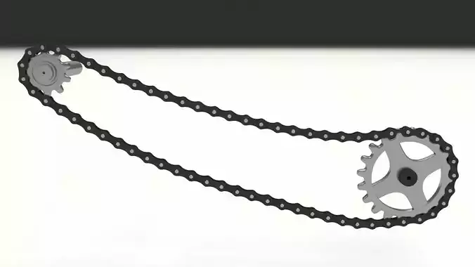Animated Chain and Sprocket 3D model