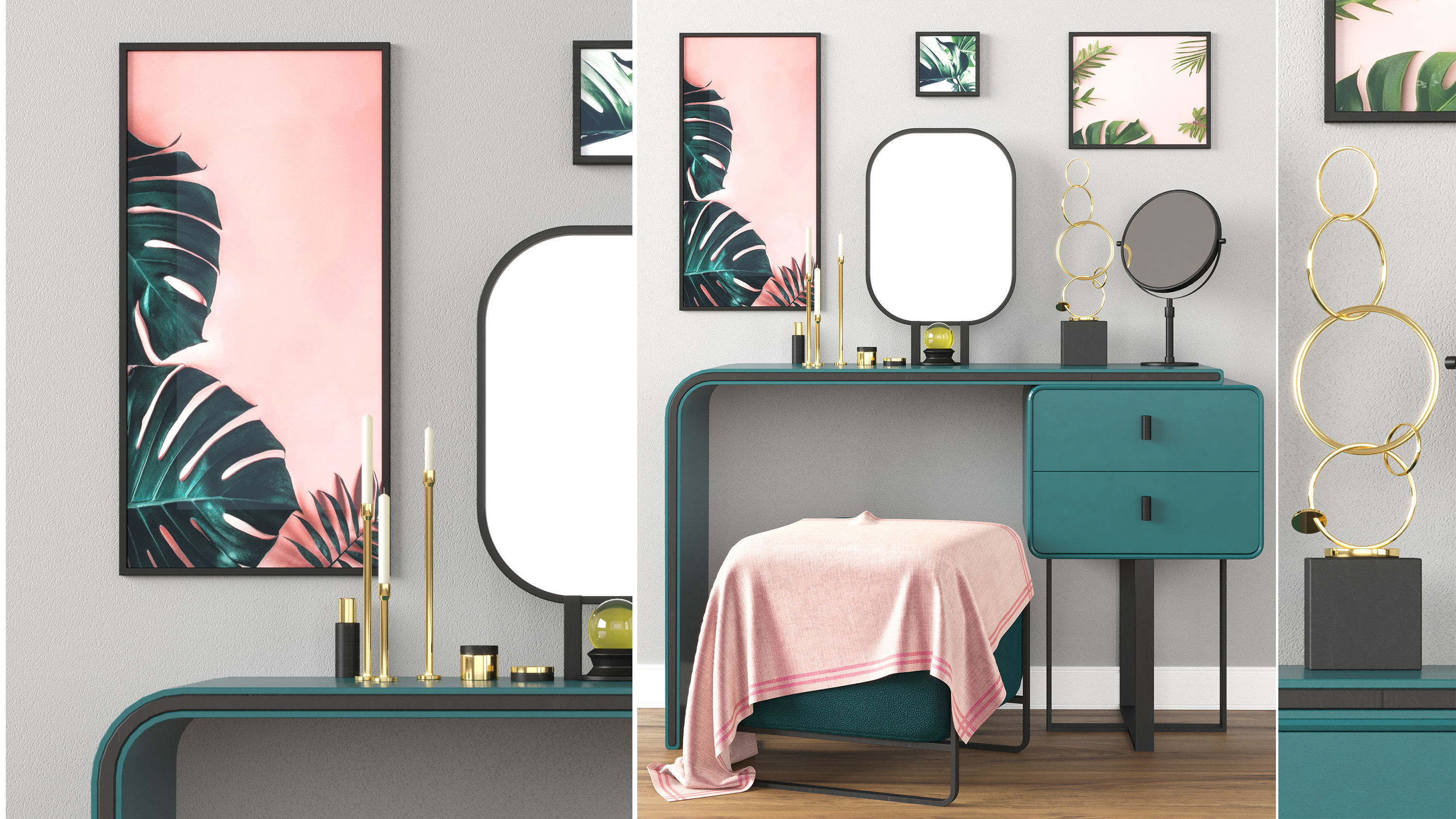 Nordic dressing table 3D model_1