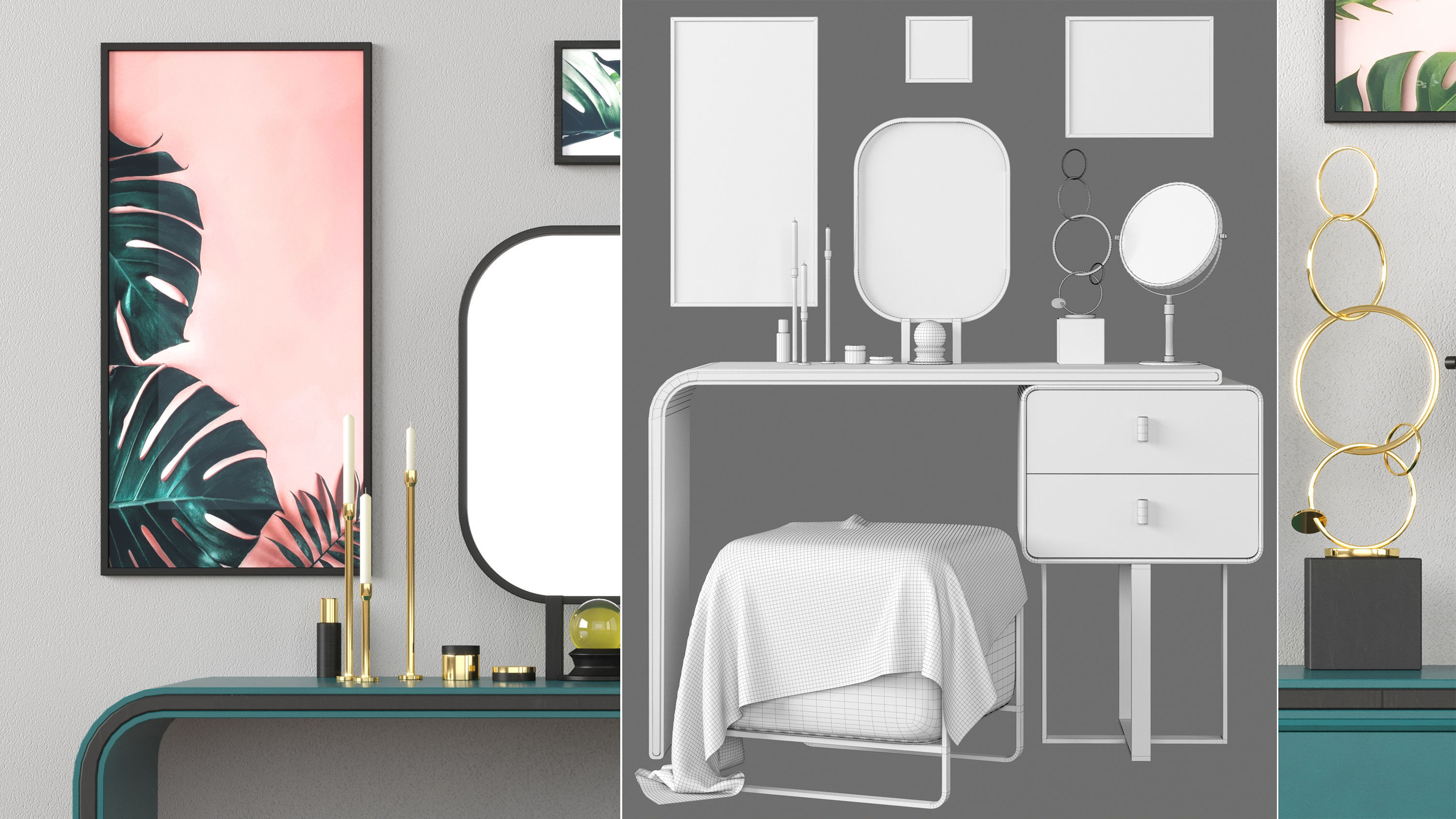 Nordic dressing table 3D model_2