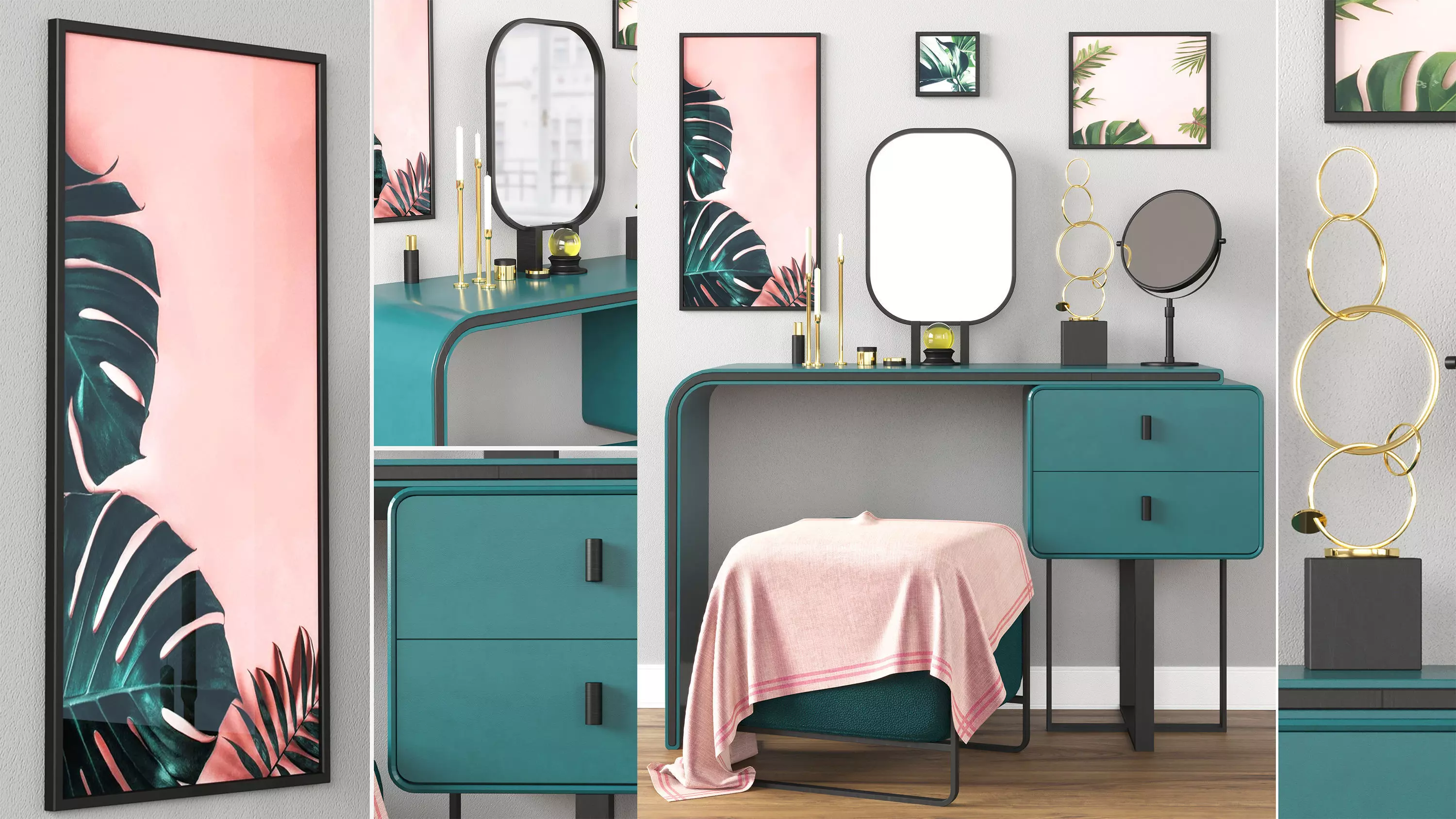 Nordic dressing table 3D model_0