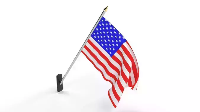 American Flag Pole Low-poly 3D model