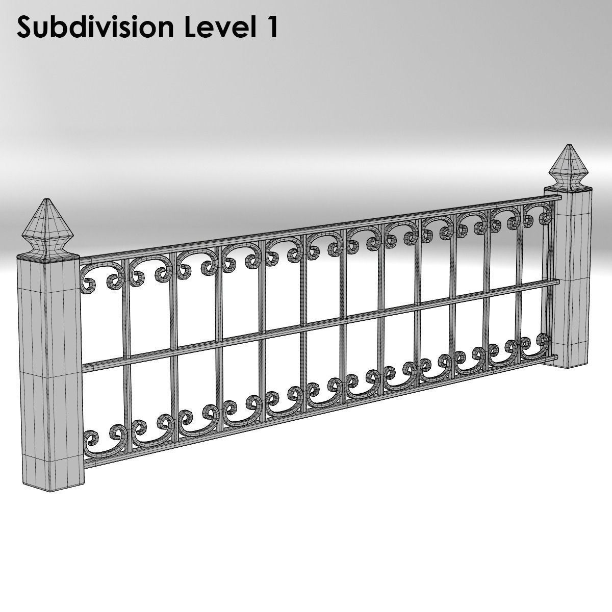 Railing subdivision level 3D model_1