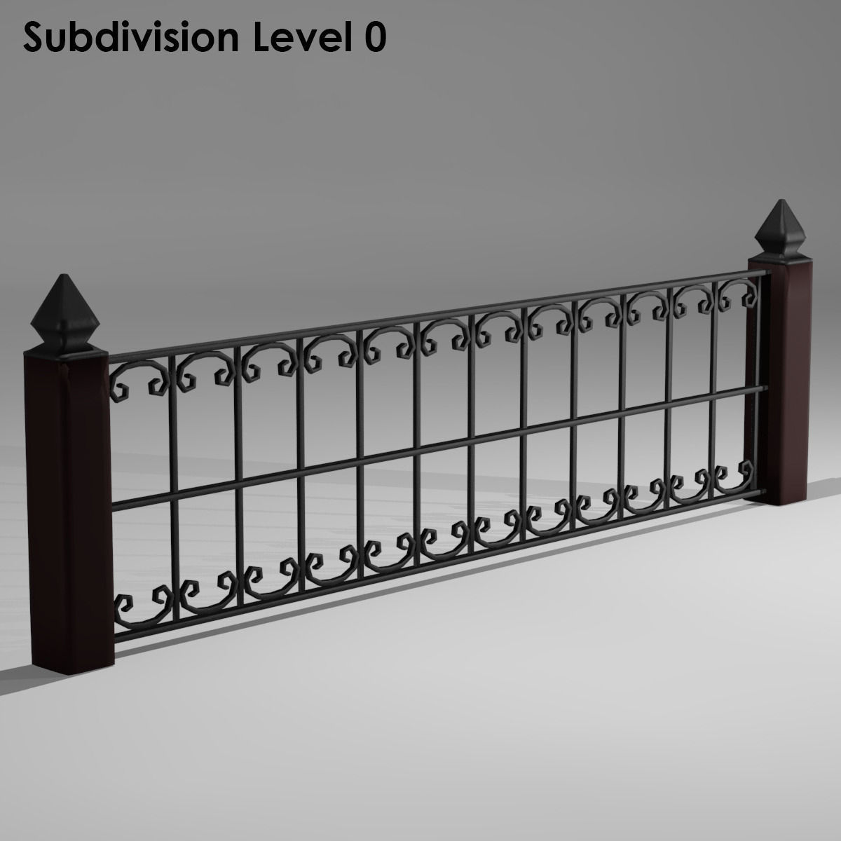 Railing subdivision level 3D model_4