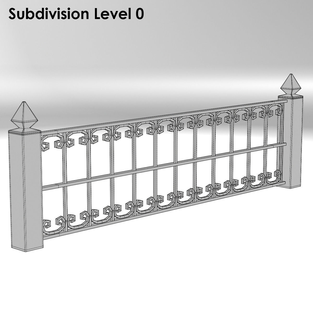 Railing subdivision level 3D model_3