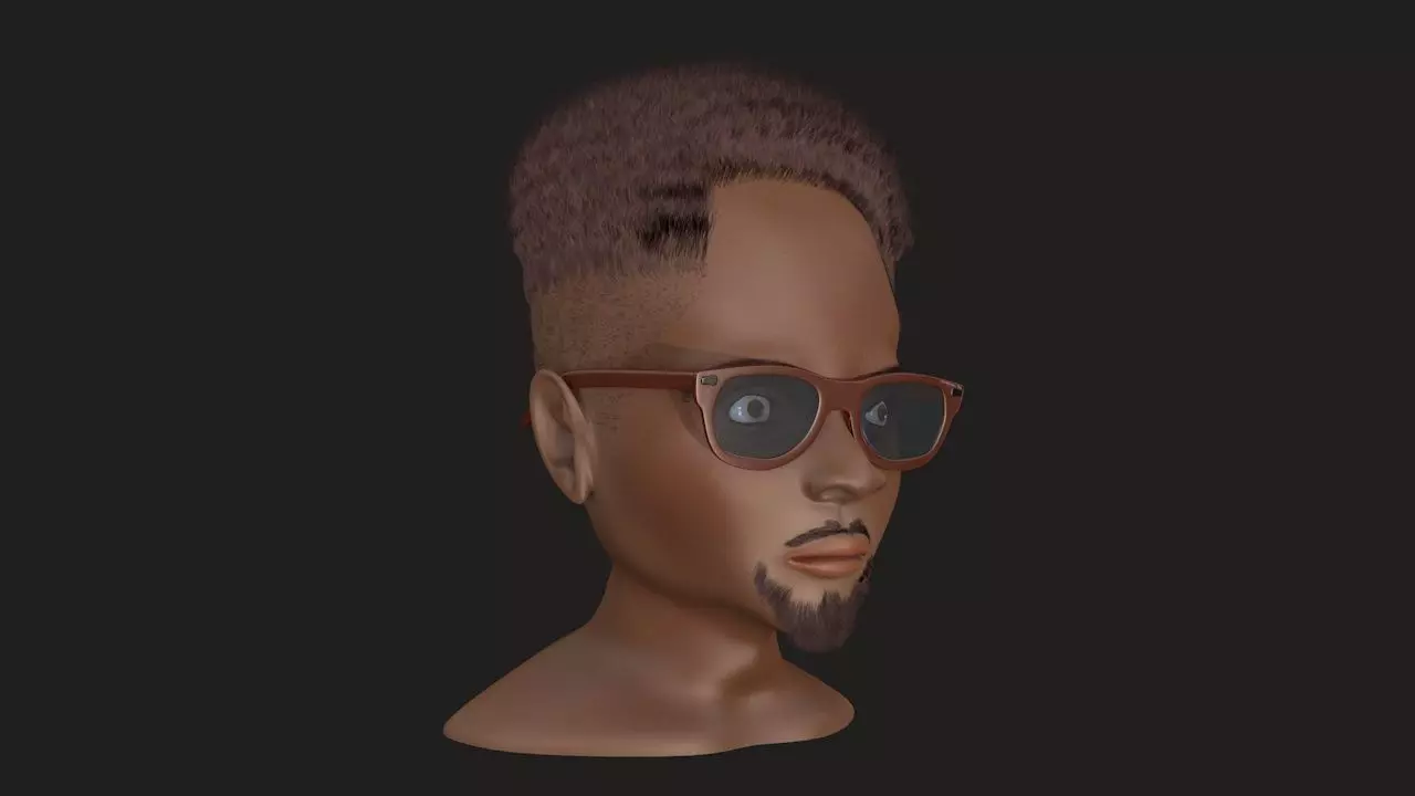 African American young head male 3D model