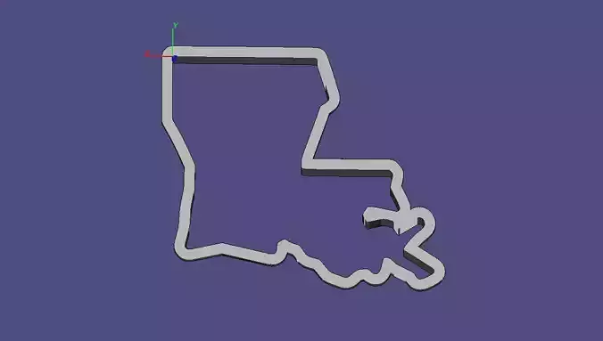 Louisiana outline of state of 3D print model
