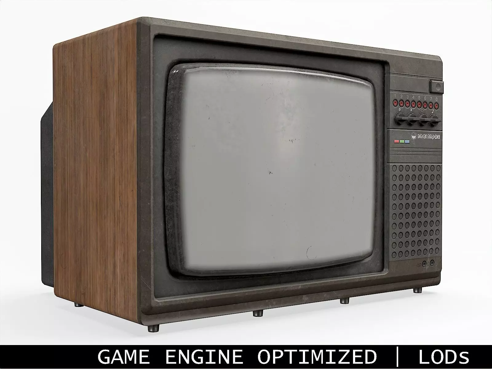 Soviet Old TV Brown Dirty Low-poly 3D model