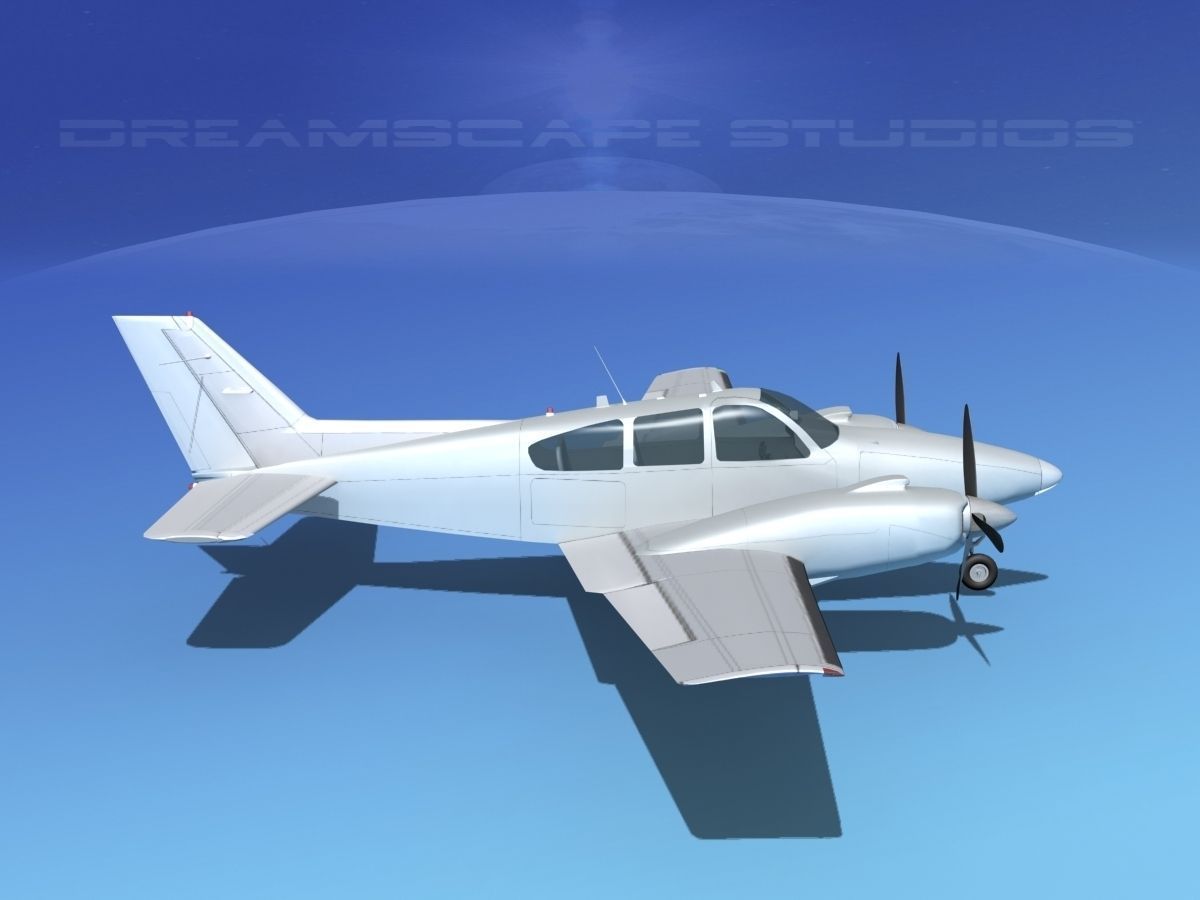 Beechcraft B55 Baron Bare Metal 3D model_4