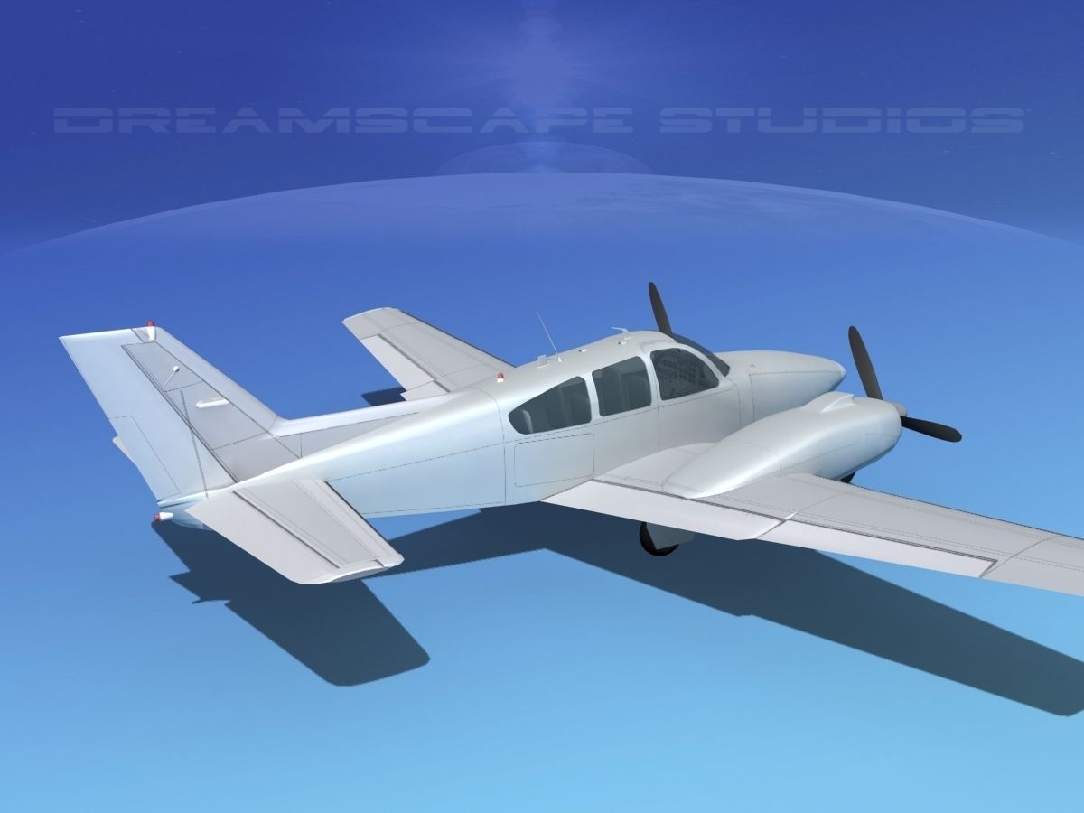 Beechcraft B55 Baron Bare Metal 3D model_5