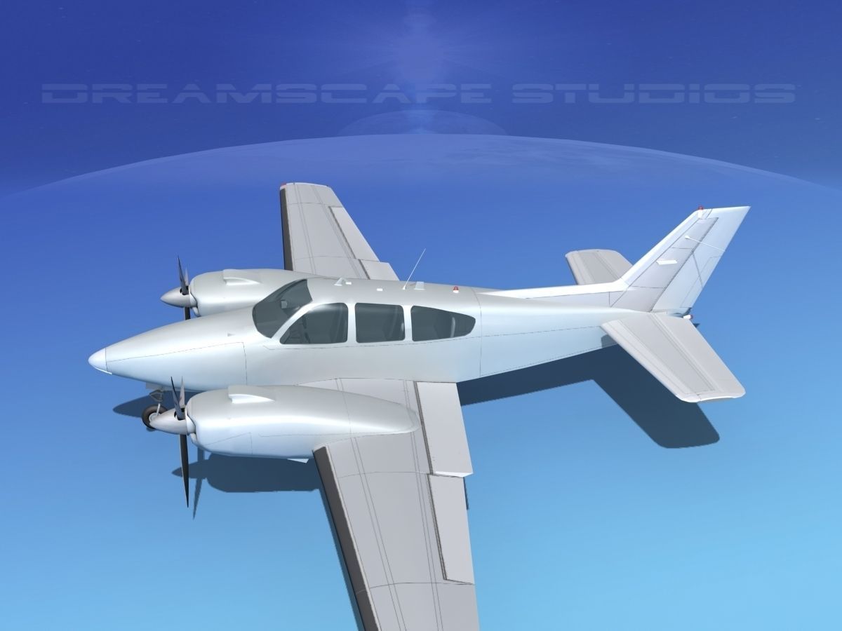 Beechcraft B55 Baron Bare Metal 3D model_9