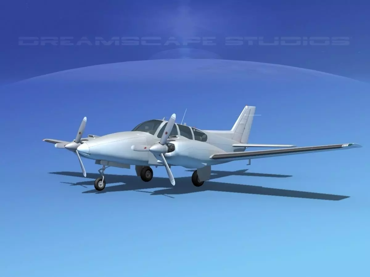 Beechcraft B55 Baron Bare Metal 3D model_0
