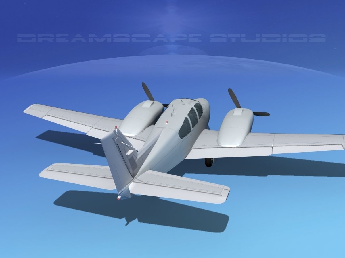 Beechcraft B55 Baron Bare Metal 3D model_6