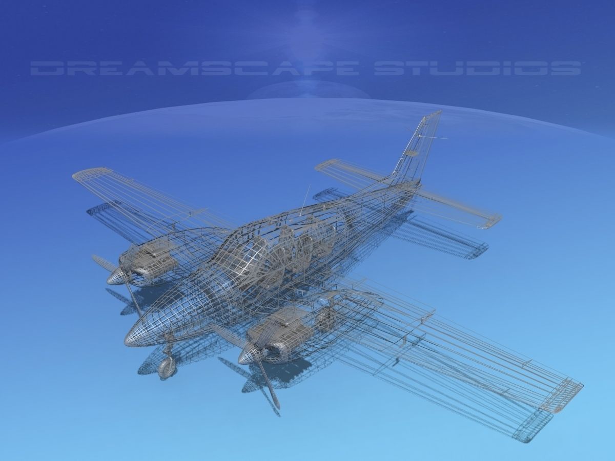 Beechcraft B55 Baron Bare Metal 3D model_13