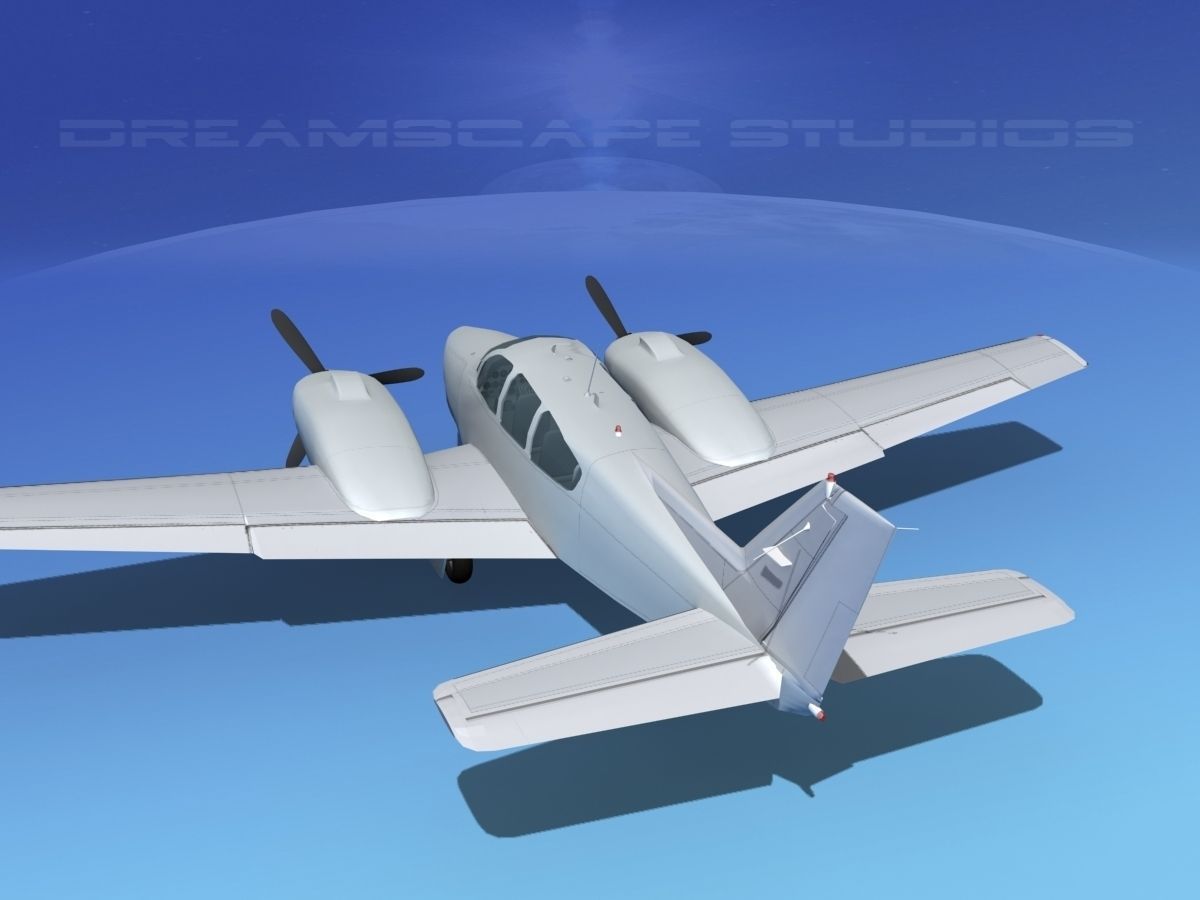 Beechcraft B55 Baron Bare Metal 3D model_7