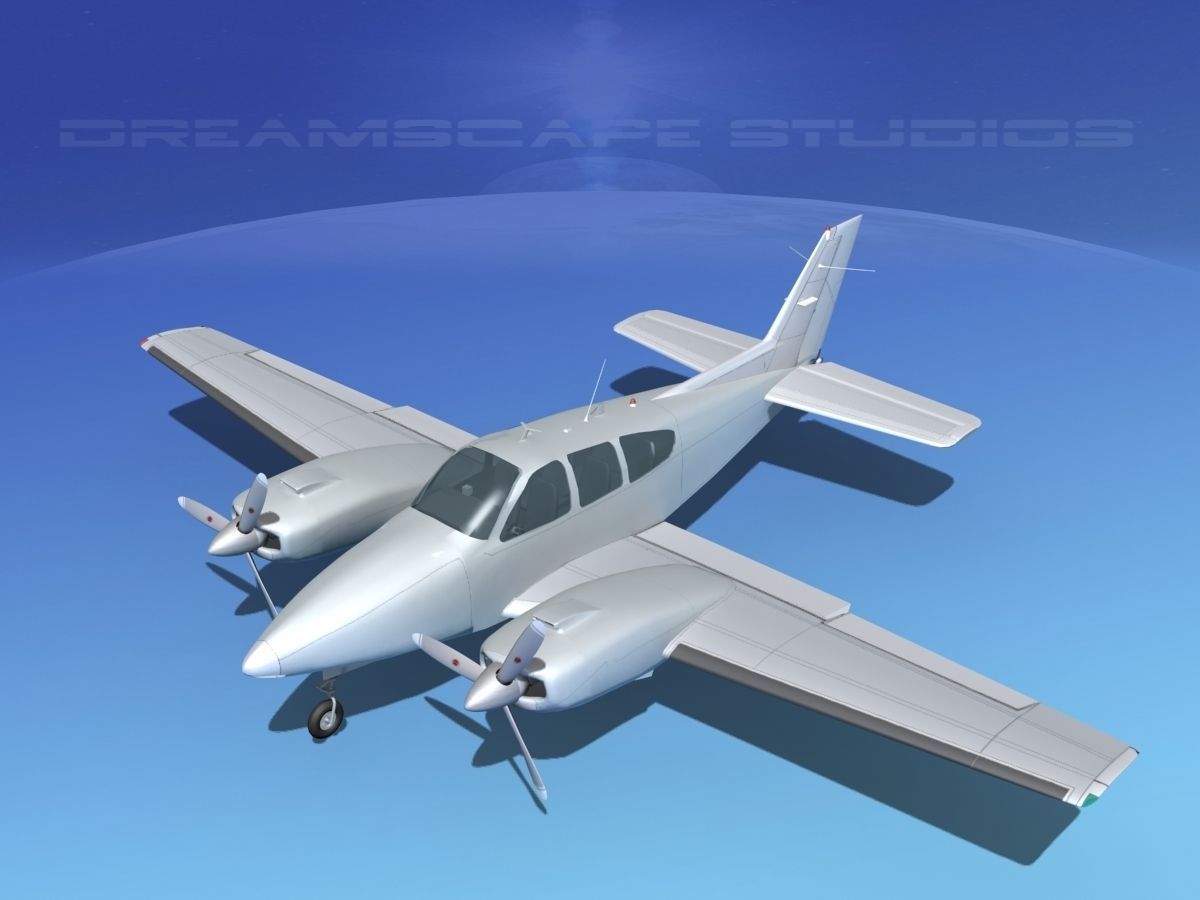 Beechcraft B55 Baron Bare Metal 3D model_10