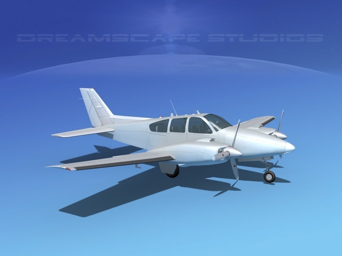 Beechcraft B55 Baron Bare Metal 3D model_3