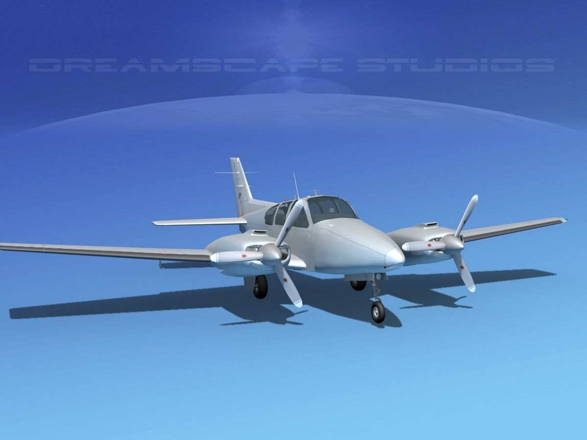 Beechcraft B55 Baron Bare Metal 3D model_2