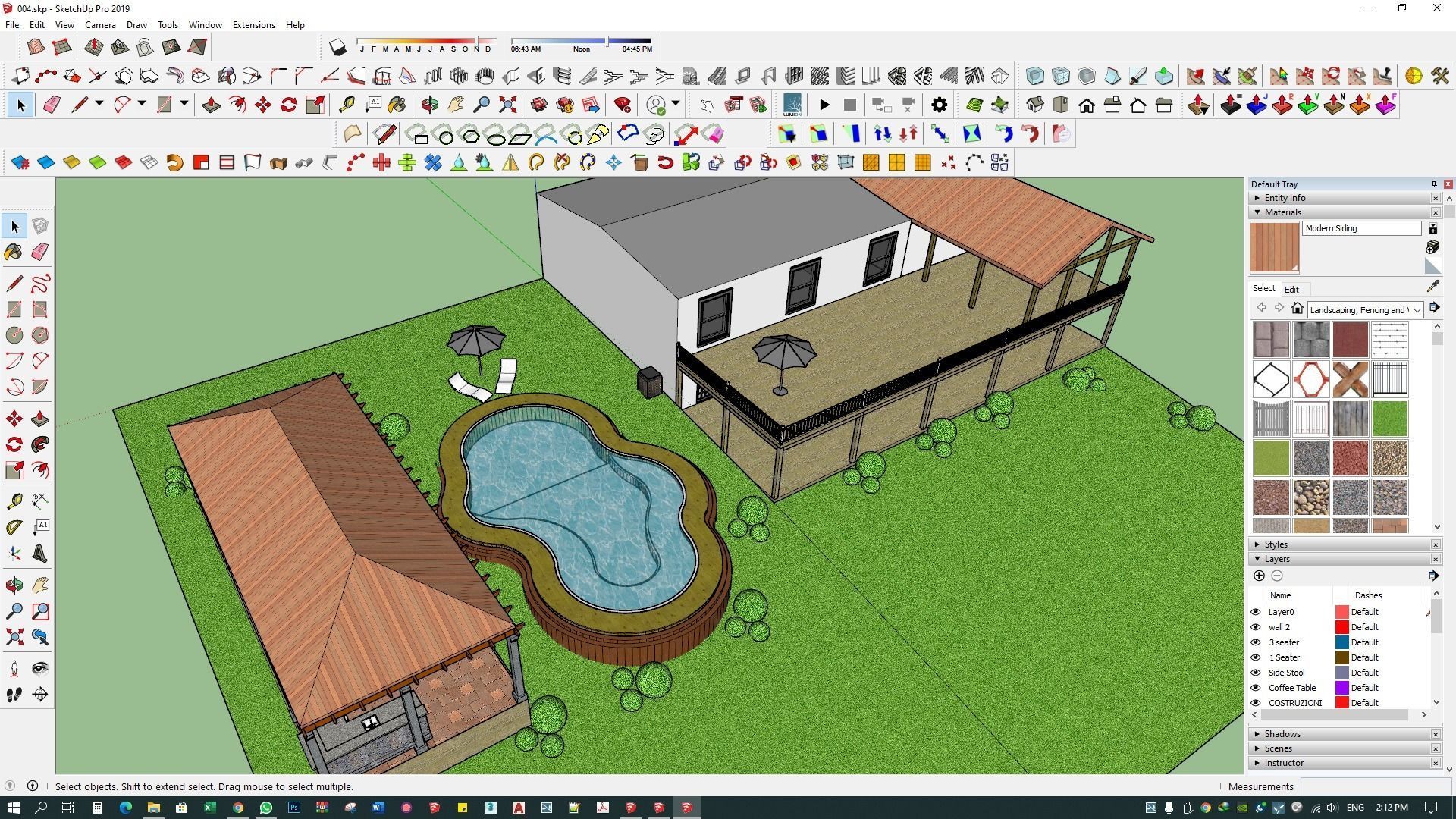 luxury water pool backyard design on contours 3d model 3D model_8