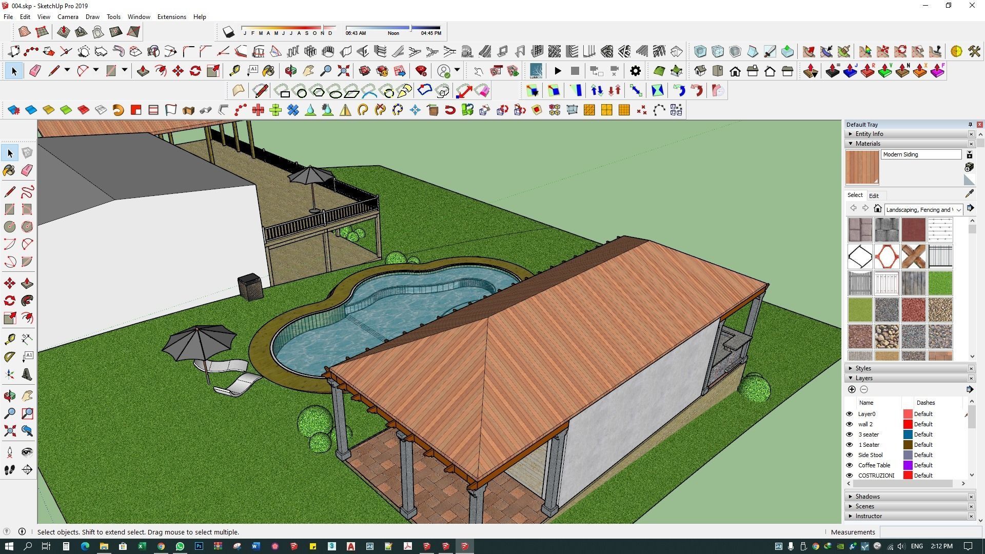 luxury water pool backyard design on contours 3d model 3D model_10
