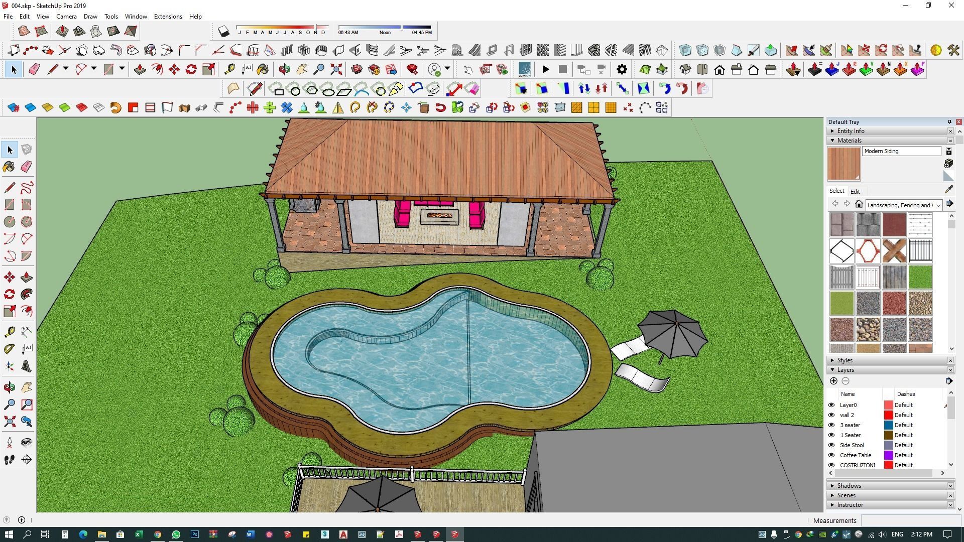 luxury water pool backyard design on contours 3d model 3D model_9