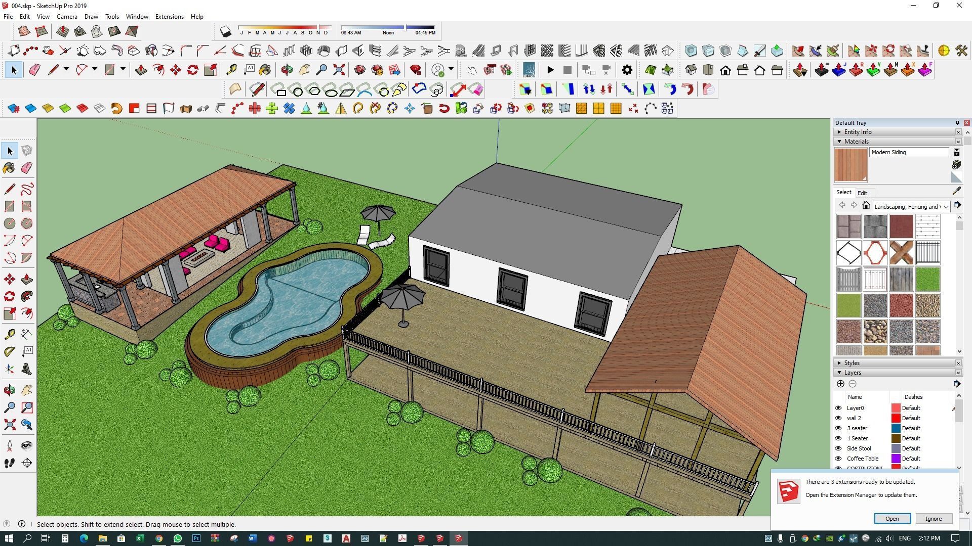 luxury water pool backyard design on contours 3d model 3D model_7