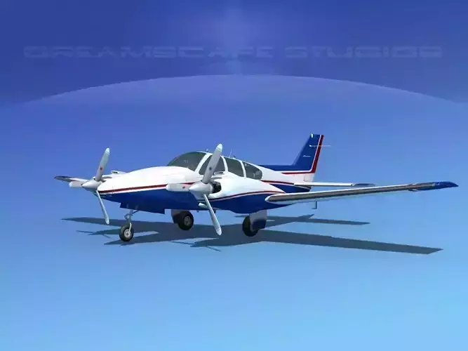 Beechcraft B55 Baron V03 3D model