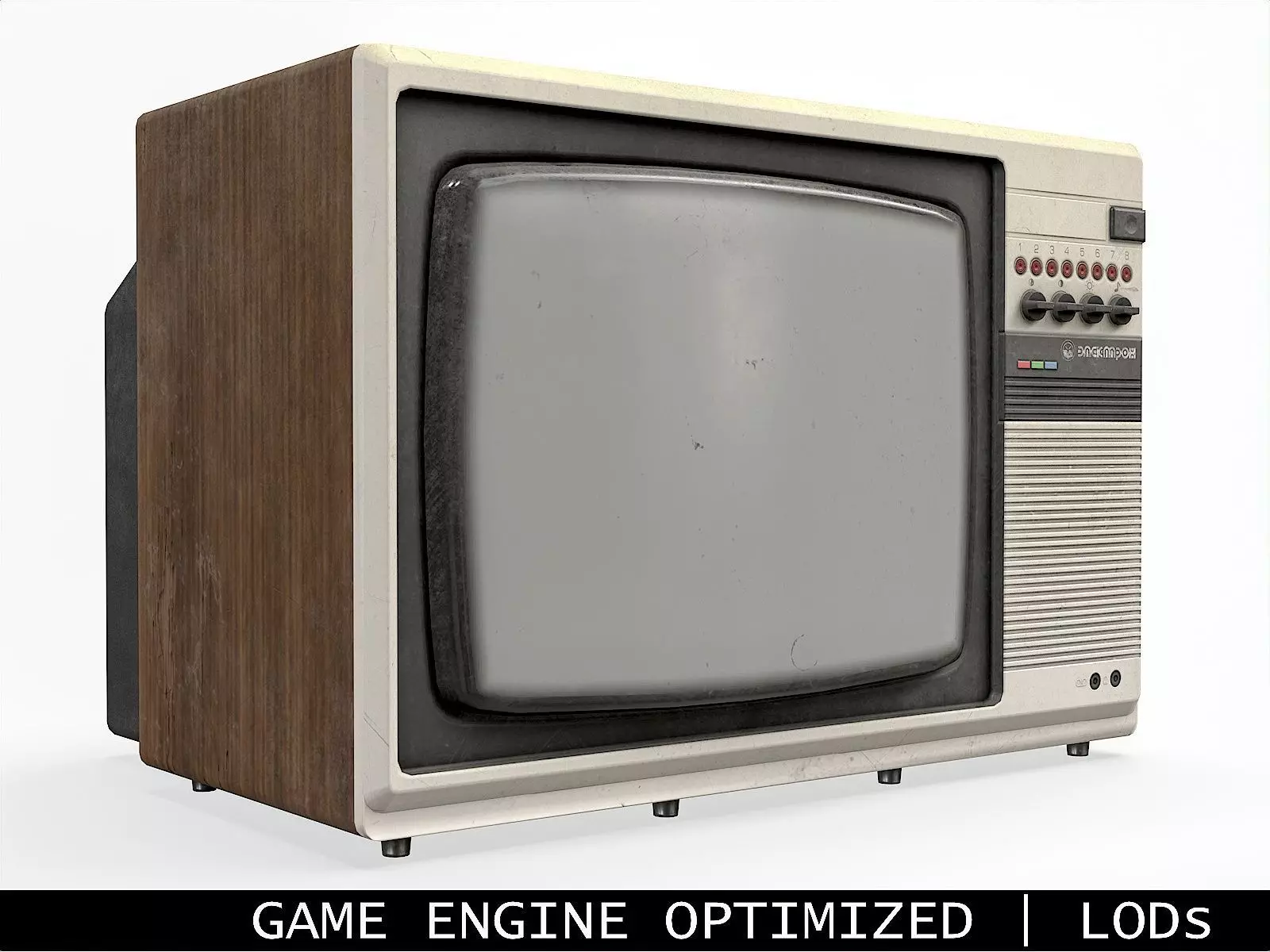 Soviet Old TV White Dirty Low-poly 3D model