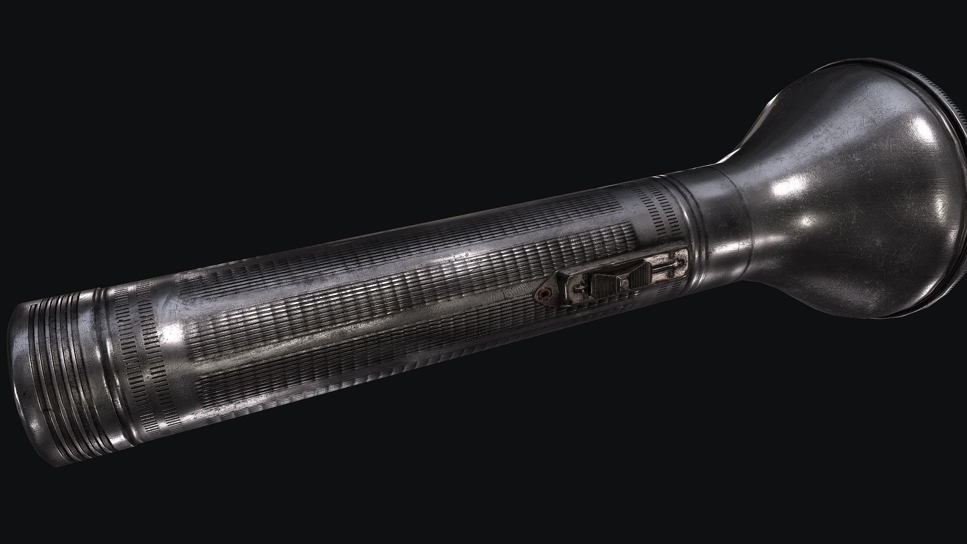 HQ Old FlashLight Low-poly 3D model_3