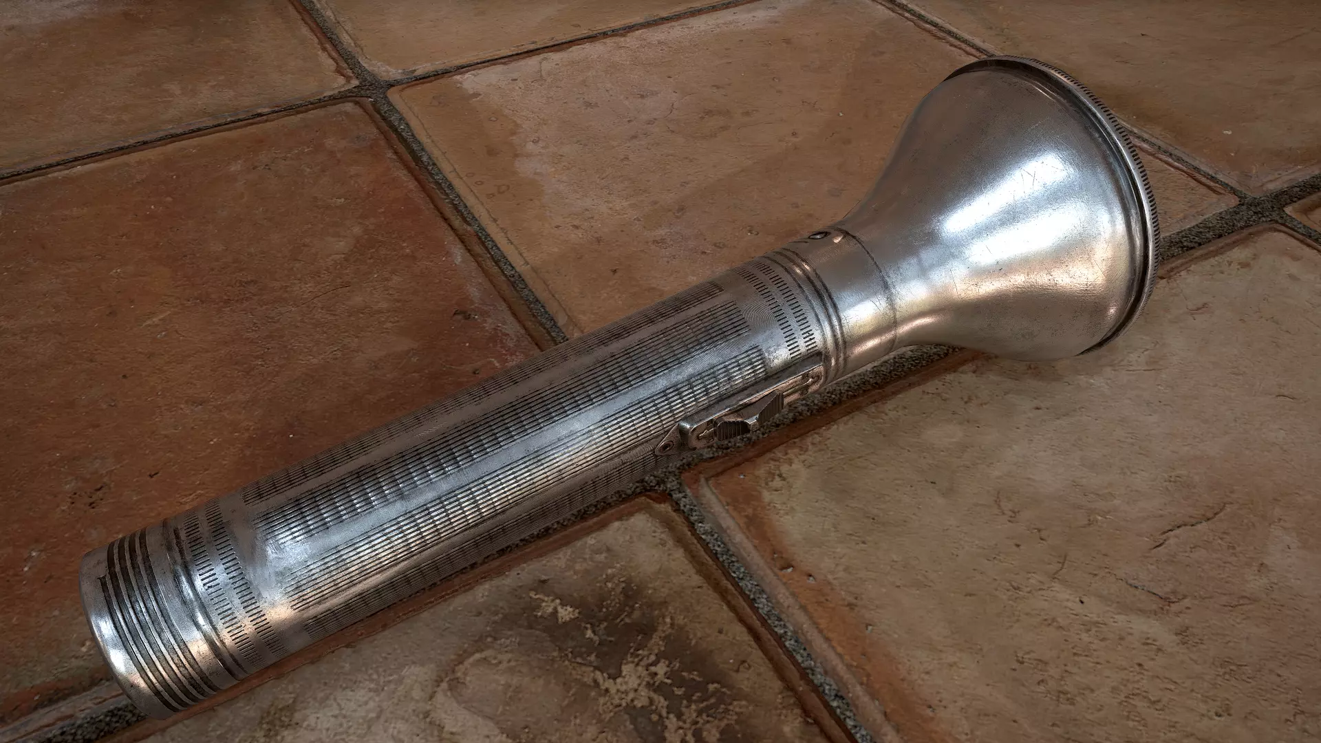 HQ Old FlashLight Low-poly 3D model_0