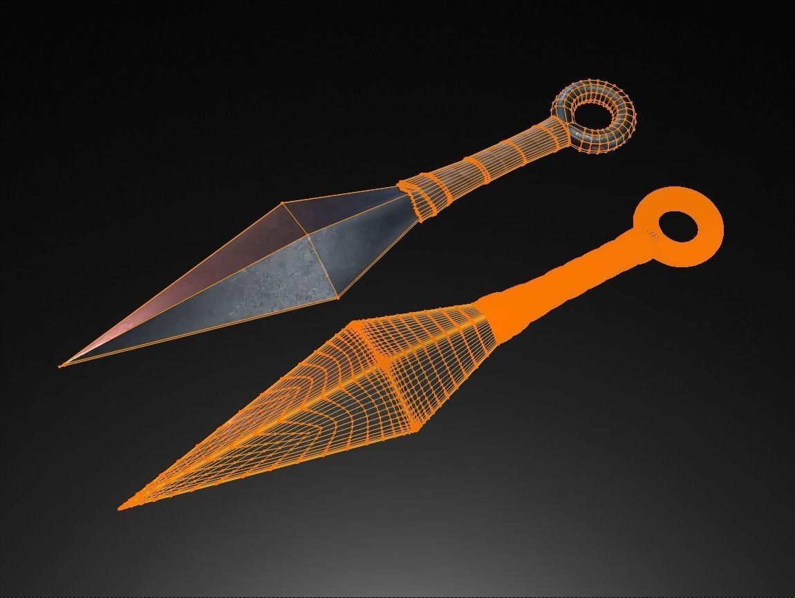 Kunai Low Poly pair of swords Free low-poly 3D model_4