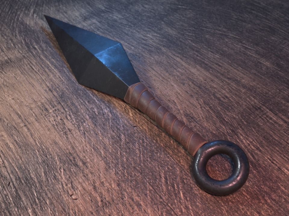 Kunai Low Poly pair of swords Free low-poly 3D model_2