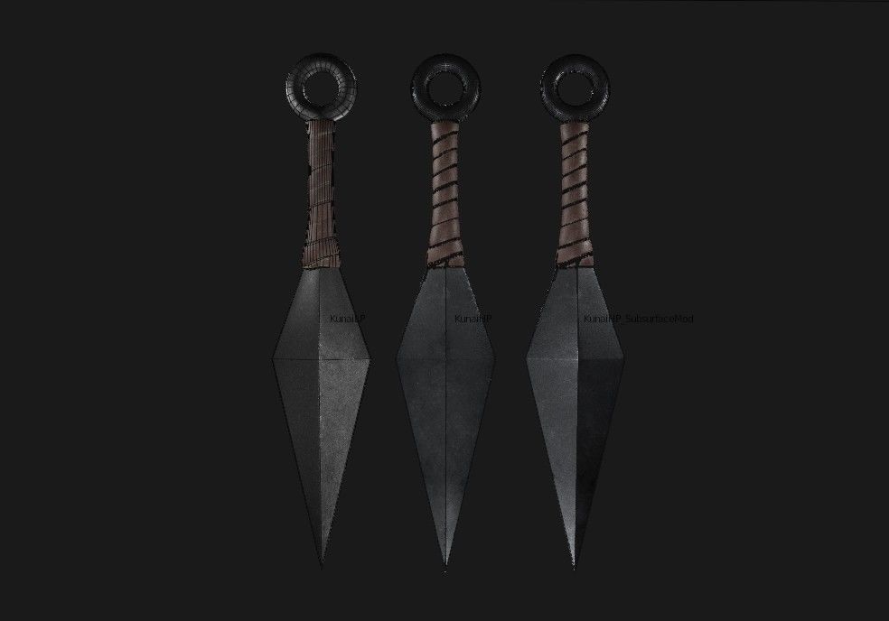 Kunai Low Poly pair of swords Free low-poly 3D model_6