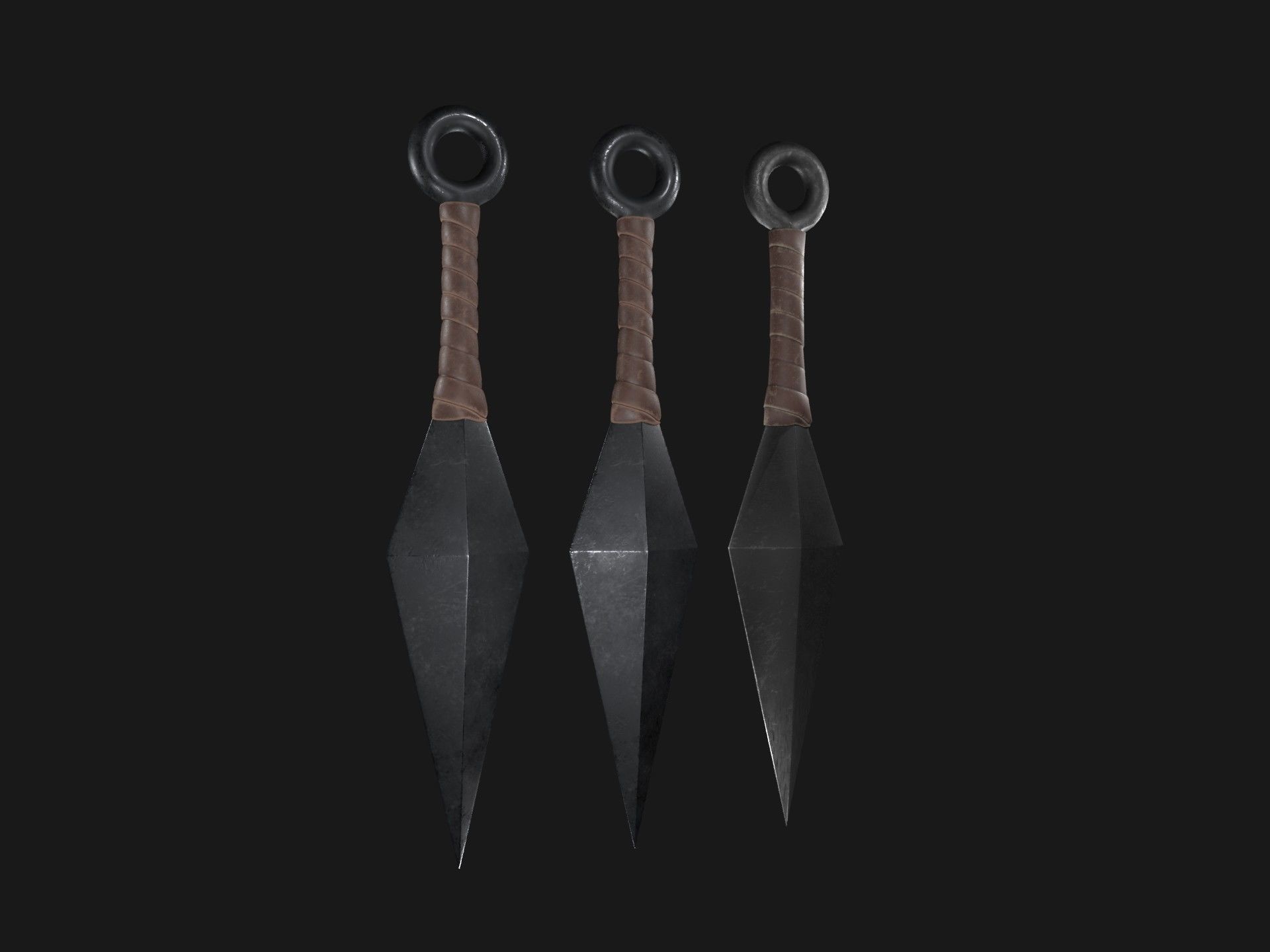Kunai Low Poly pair of swords Free low-poly 3D model_5