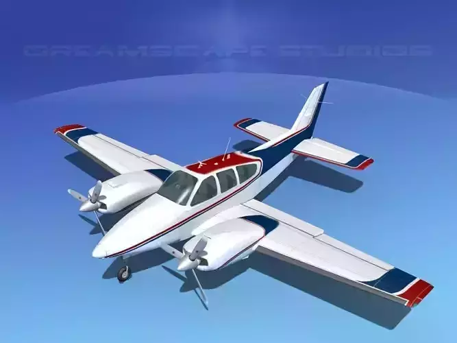 Beechcraft B55 Baron V07 3D model