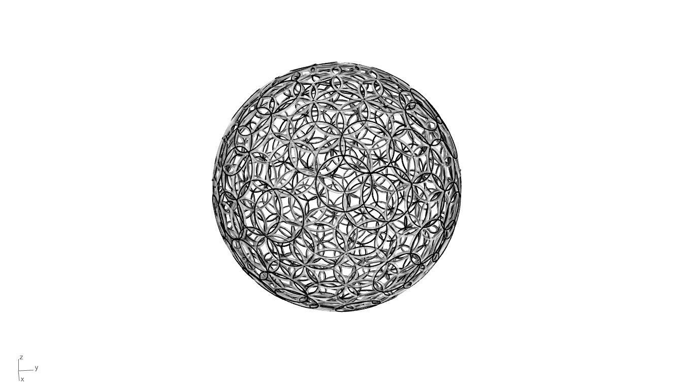 Geodesic Sphere with Circle Pattern flower of life like  3D model_87