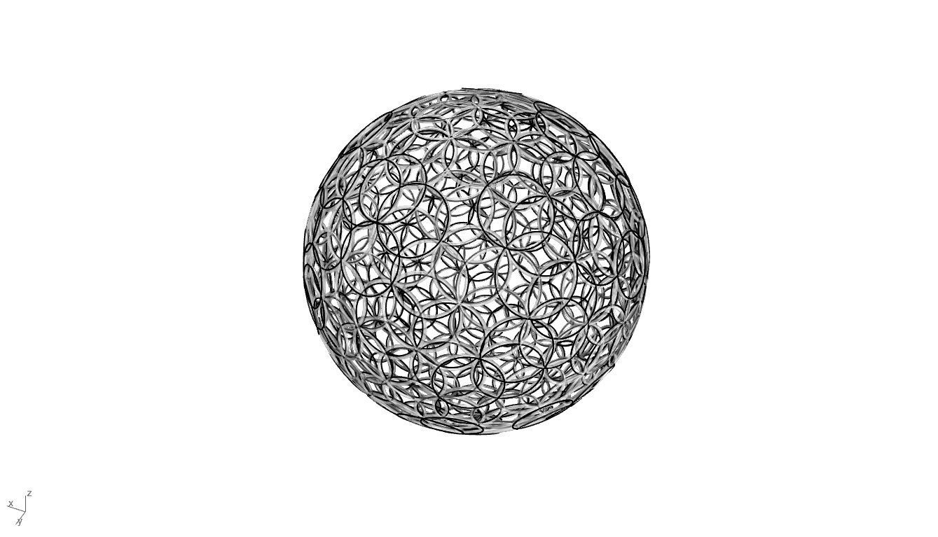 Geodesic Sphere with Circle Pattern flower of life like  3D model_64