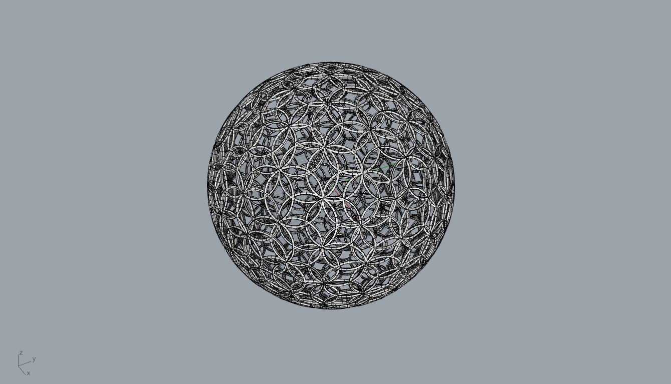 Geodesic Sphere with Circle Pattern flower of life like  3D model_50