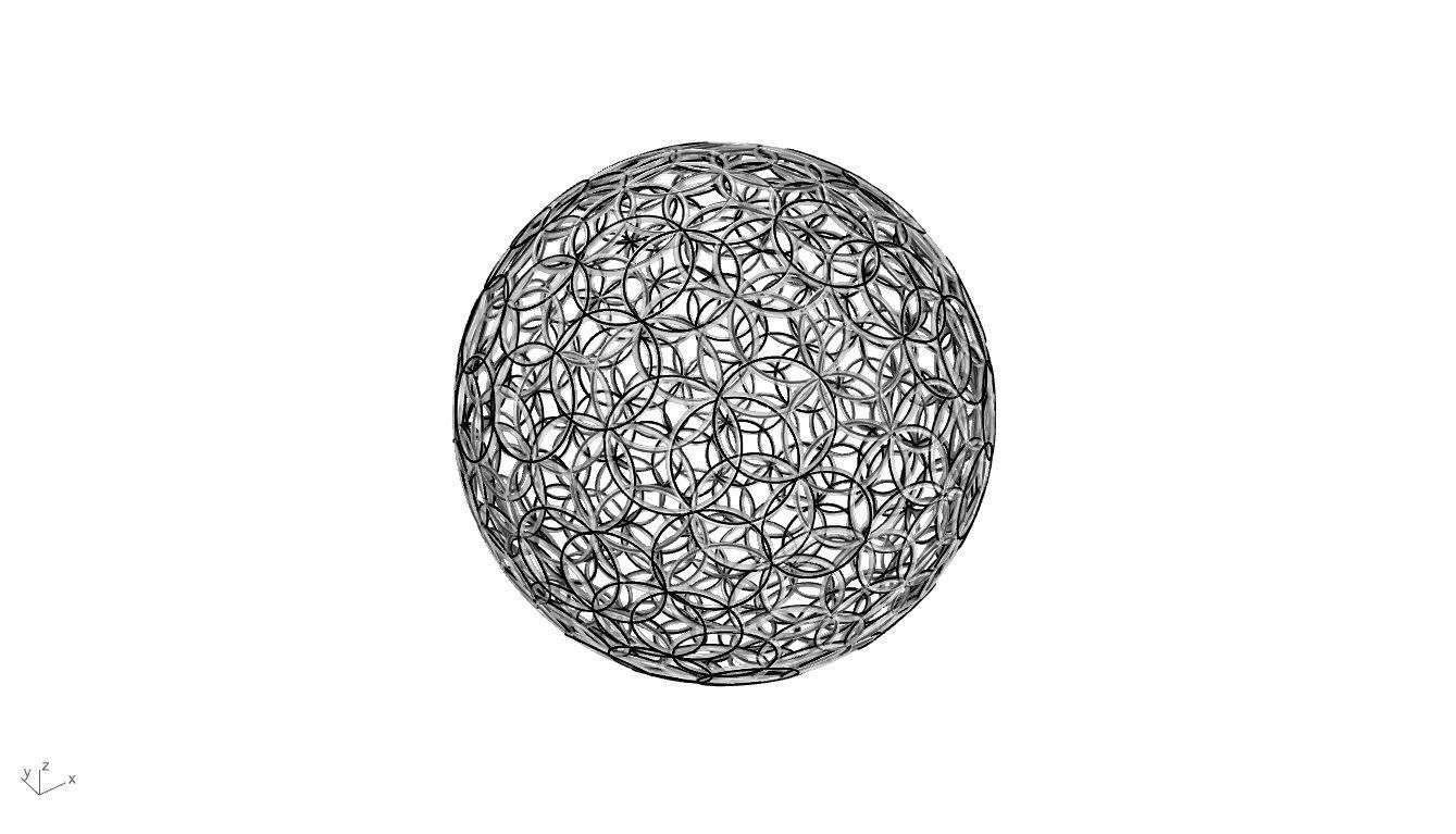 Geodesic Sphere with Circle Pattern flower of life like  3D model_77