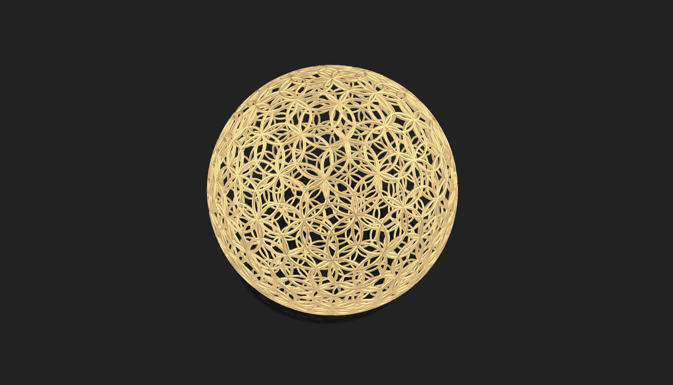 Geodesic Sphere with Circle Pattern flower of life like  3D model_19