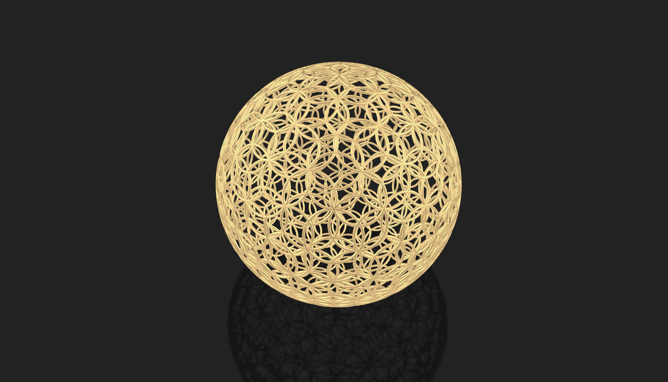 Geodesic Sphere with Circle Pattern flower of life like  3D model_5